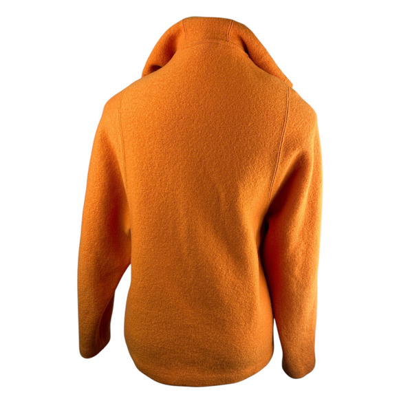 Geiger Austria Boiled Wool Coat Cardigan Jacket Hooded Button Orange Size 36 - Picture 6 of 16